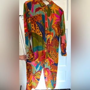 Farm Rio Leopard Jungle Jumpsuit Romper NWT Small